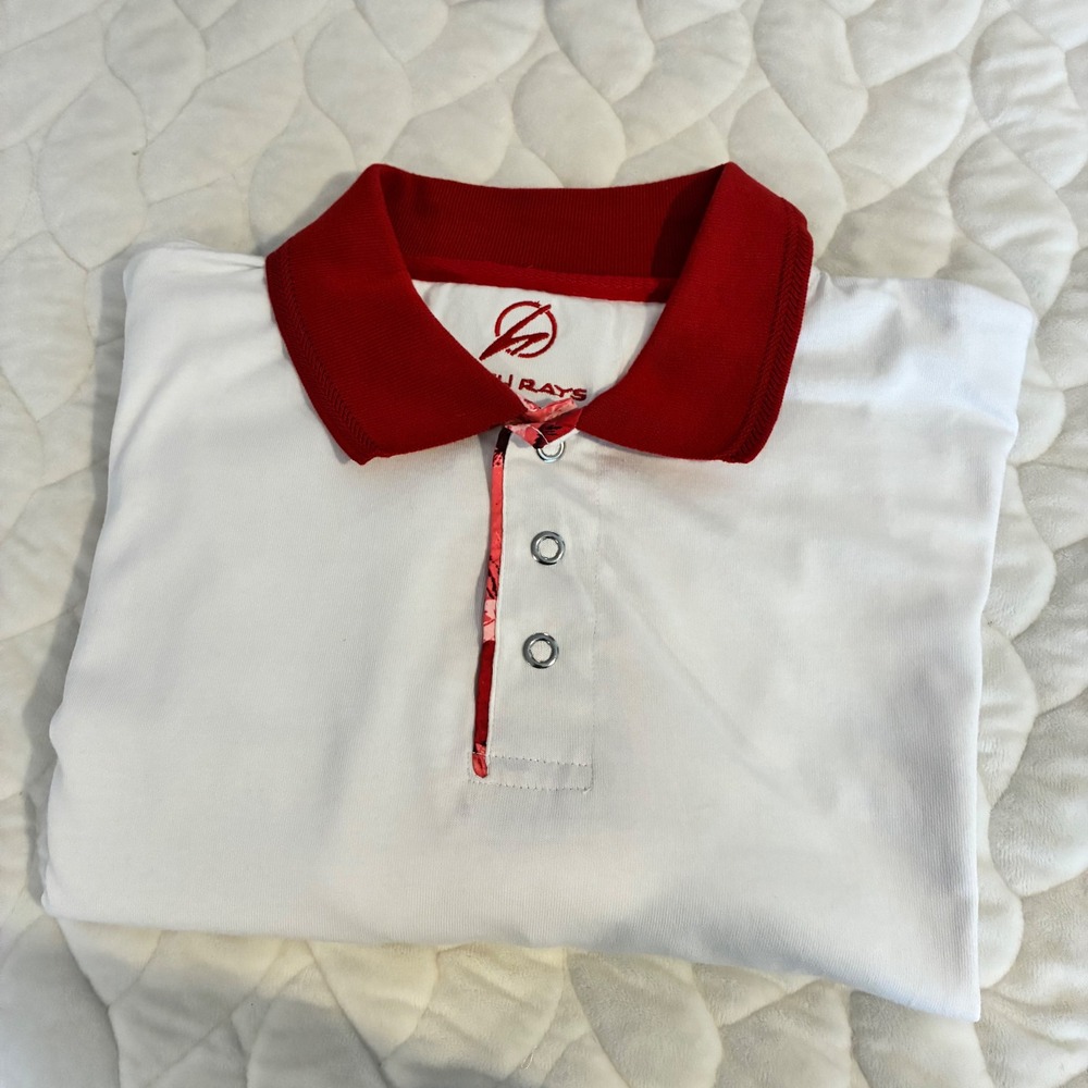 Beach Rays Golf Polo Shirt Moisture Wicking Performance Mens White‎ Red Size
